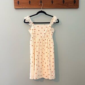 Love, Ady White Eyelet Floral Ruffle Strap Dress | Size Small